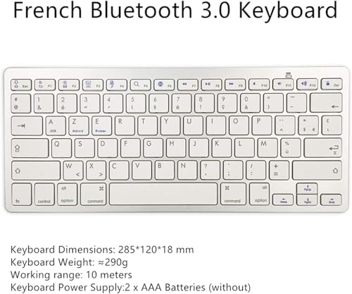 Wireless French Keyboard, AZERTY Keyboard Minority Language Keypad Ultra Thin Lightweight Silent Bluetooth Keyboards for Laptop/PC/Tablet/Desktop/Smart TV (French) - style: French