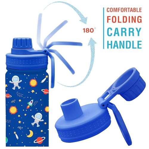 CHILLOUT LIFE 12oz Kids Insulated Stainless Steel Water Bottle with Leak Proof Spout Lid & 144 Stickers - color: Blue Space, style: 12 oz