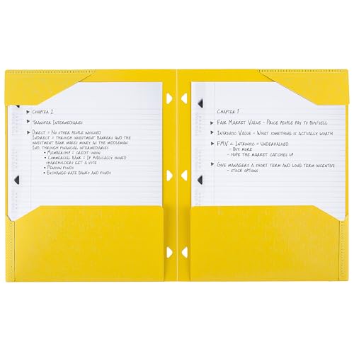 Five Star 2-Pocket Folder, Plastic Folder with Stay-Put Tabs, Fits 3-Ring Binder, Holds 8-1/2" x 11" Paper, Harvest Yellow (333420K-ECM) - color: Harvest Yellow
