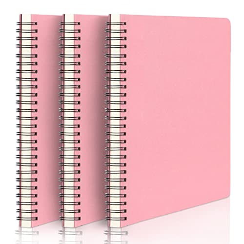 EUSOAR Notebook Spiral, 3 Packs 5.5" x 8.3" 120 Pages Pink A5 College Ruled Paper, 100gsm Hardcover Lined Travel Writing Notebooks Journal, School Supplies Composition Office Meeting Essentials - color: Pink, size: 3 Packs