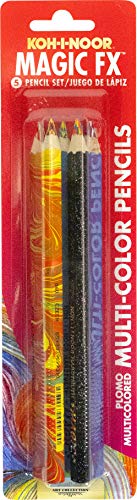 Koh-I-Noor Magic FX Pencils, 5-Pack - Original, Tropical, Neon, America and Fire (FA3405.5BC) - size: 5 Count (Pack of 1)