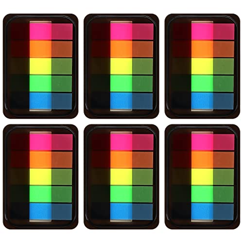 600 Pieces Sticky Index Tabs Page Flags, ALOTCHE Transparent Sticky Notes Book Sticky Tabs for Annotating Books, Neon Pop Up Index Tabs Self-Adhesive Page Marks for Classify File - style: Black Box 600 Sheets