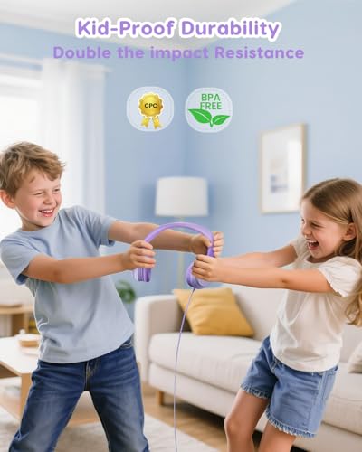 awatrue Kids Headphones, 74/85/94dB Volume Limiter, Foldable Wired Over Ear Headphones for Travel, 3.5mm Jack, Toddler Headphones for School, Chromebook, iPad, Tablet, Purple - color: Purple