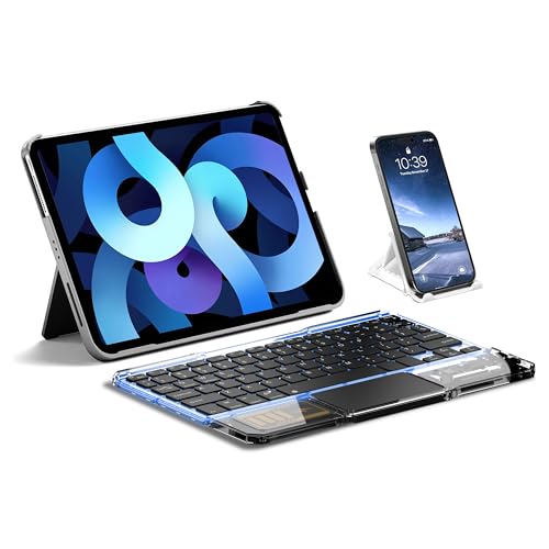 Ultra-Slim Bluetooth Keyboard with Touchpad, Wireless RGB Backlit, Portable Rechargeable Keyboard for iPad, Tablet, Laptop, Windows, Android, macOS Devices