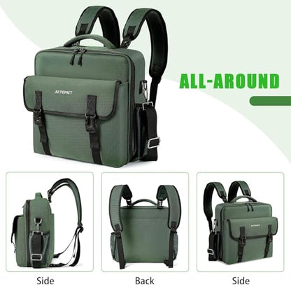 3 Ring Zipper Binder Bag for 700+ Sheets Capacity Detachable Backpack Straps & Shoulder 14 Inch Laptop for and Office (Green) - color: Green