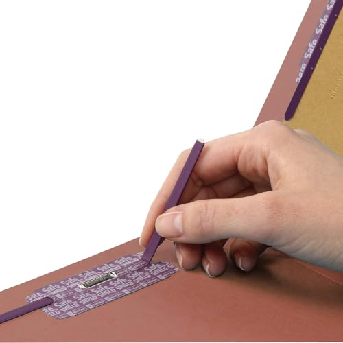 Smead End Tab Pressboard Classification File Folder with SafeSHIELD® Fasteners, Letter Size, 1 Divider, Red, 10 Folders per Box (26855) - color: Red, style: 1 Divider