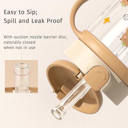 Evorie Tritan Spill Proof Straw Sippy Cups for Toddlers 1–3 Years, 10 Oz | BPA & BPS-Free, Toddler water bottle, Easy grip handles, Dishwasher safe, Durable Tritan, Easy to clean, Capybara - color: Capybara