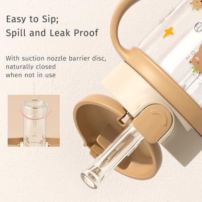 Evorie Tritan Spill Proof Straw Sippy Cups for Toddlers 1–3 Years, 10 Oz | BPA & BPS-Free, Toddler water bottle, Easy grip handles, Dishwasher safe, Durable Tritan, Easy to clean, Capybara - color: Capybara