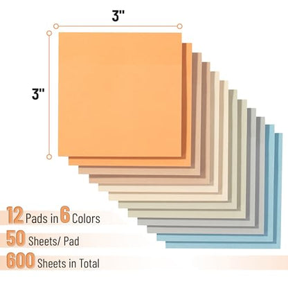 Mr. Pen- Sticky Notes, 3"x3", 12 Pads, 600 Sheets, Colorful | Sticky Notes Bulk, Self-Stick Note Pads, Perfect for Office, School, Home, Study & Organization - color: Winter