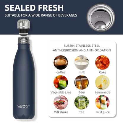 WATERSY Stainless Steel water bottles,17oz/500ml Insulated Water Bottles,Cobalt metal water bottle Keeps Drink Cold and Hot,Blue BPA Free kids water bottles for School,Gym,Travel,Sports - color: Cobalt