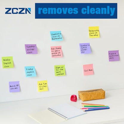 ZCZN 400 Sheets Pop-up Sticky Notes, 3 x 3 Inches, 4 Pads Bright Color Self-Stick Notes, 100 Sheets/Pad, Red - color: Red