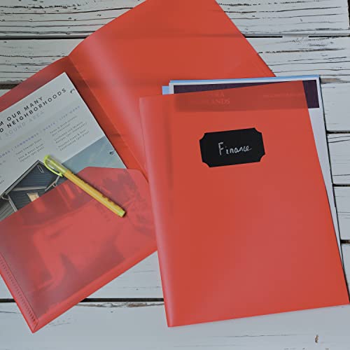Youngever 6 Pack Heavy Duty Plastic Two Pocket Folders, Heavy Duty Plastic 2 Pocket Folder (Red) - color: Red