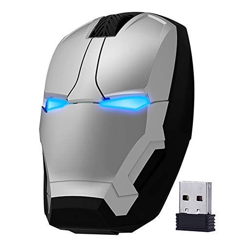 Wireless Iron Man Mouse 2.4G Optical Computer Mouse for Desktop Laptop PC Mac (Silver) - color: Silver