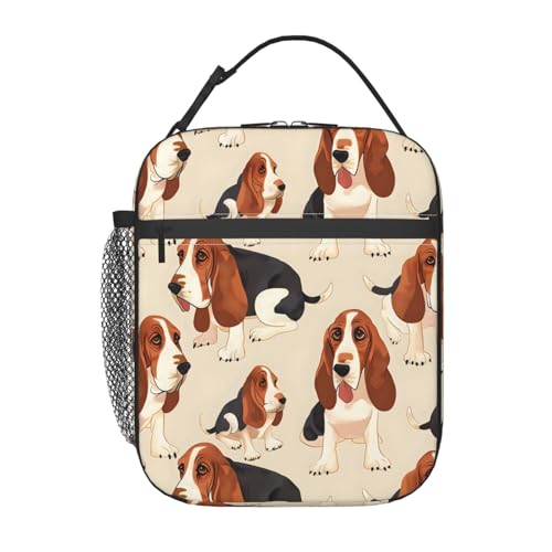 Cute Dog Lunch Box for Kids,Puppy Insulated Bag for Student,Pet Lovers Reusable Thermal Insulation Cooler Tote Bags for School Work Picnic Camping Outdoor Gifts (Basset Hound) - color: Basset Hound