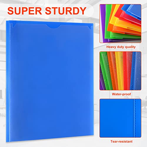 Officygnet 30 Packs 2 Pocket Folders with 3 Prongs Fastener, Heavy Duty Plastic Folder with Clear Front Pocket, Multicolor Bulk Folders for School and Office Supplies, File Folders Letter Size