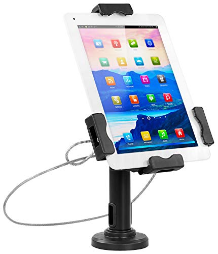 Mount-It! Universal Tablet POS Kiosk Stand with Cable Lock & Wall Mount Bracket, Adjustable Clamp for 7.9"–11" Tablets (Fits 5.3"–7.8" W x 7.8"–10.6" L), Compatible with iPad, Galaxy Tab & Surface Go - size: Counter - Bolt-on Base
