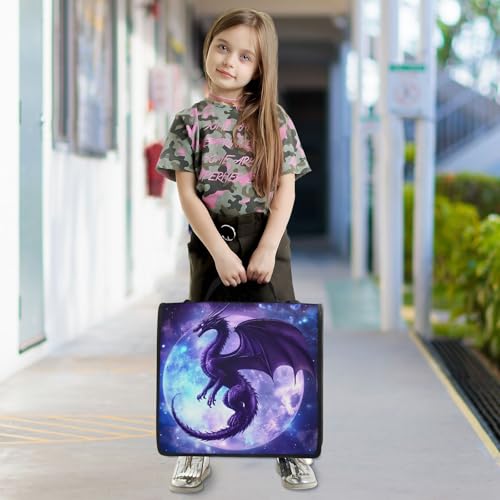 3 Ring Zipper Binder with Shoulder Strap Dragon Moon 1.5 inch Binders Keeper Large Capacity Multi Pockets for School Office Supplies - color: Multi330, size: Fit 500 Sheets