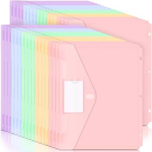 Forvencer Binder Pocket, 36 Pack Super Heavyweight Plastic Folders with Tight Closure, Binder Folders Side Loading, 3 Ring Binder Pocket, Binder Dividers with Pockets, Letter Size, Pastels Series - color: Fresh, size: 36 Pack