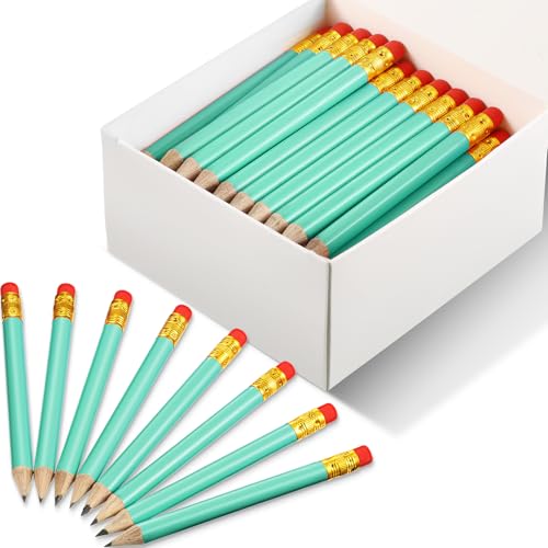 Outus 72 Pieces Golf Pencils Half Pencils with Eraser Mini Bulk Short #2 HB Pre Sharpened for Bridal Shower Wedding Office(Sage Green) - color: Sage Green