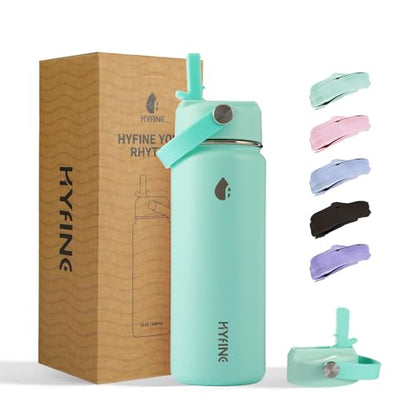Stainless Steel Water Bottle with Straw Lid, 18oz Insulated Vacuum Bottle with Carrying Loop, Dishwasher Safe，uitable for use in schools, Offices, and outdoor activities (GREEN) - color: Green