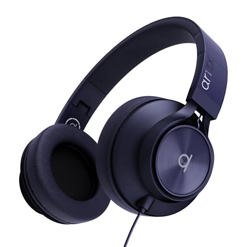 Artix CL750 Adults & Kids Headphones with Cord - Plug-In Over Ear Headphones Wired with Mic and Volume Control, Corded Head phones for Laptop, Computer, Chromebook, Tablet & Smartphone with 3.5mm Jack - color: Midnight Blue