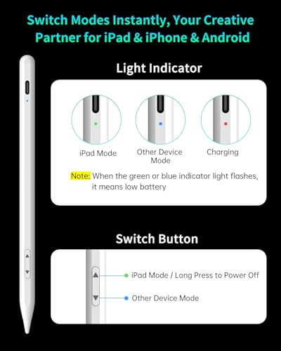 MEKO Stylus Pen for iPhone & Android & iPad, Dual-Mode Active Stylus | Dual-Mode Control, 2X Fast Charge,Fine Active Pencil for Smartphone Apple Switch Tablet All Touch Screen-White - color: White