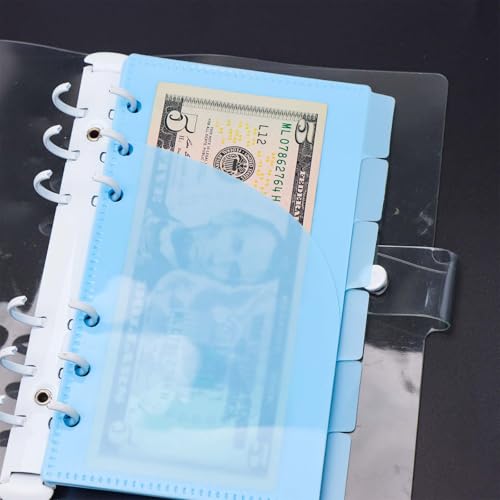 12Pcs A6 Cash Stuffing Envelopes with 6 Tabs 2 Sets 2-Layer Pockets Binder Dividers with Label Stickers Waterproof Blue PP Budget Planner Inserts for 6 Ring Binder Accessories (Blue) - color: Blue
