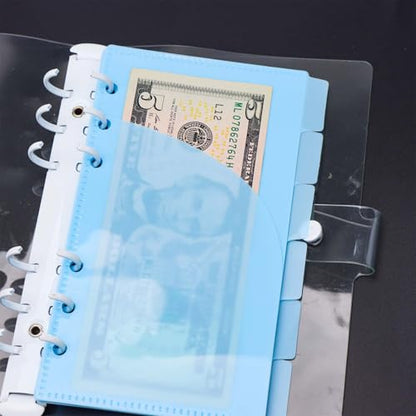 12Pcs A6 Cash Stuffing Envelopes with 6 Tabs 2 Sets 2-Layer Pockets Binder Dividers with Label Stickers Waterproof Blue PP Budget Planner Inserts for 6 Ring Binder Accessories (Blue) - color: Blue