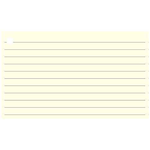 Colonial Cards: 150 Color Cardstock 3" x 5" Index Cards, Cream, Lined Landscape Format with Corner 1-Hole Punched and 4 Binder Rings - color: cream