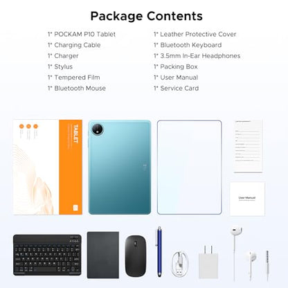 P10 Latest Tablet Android, 10 inch Tablet, Android 16 Tablet with Gemini AI, 48GB RAM+128GB ROM, T310 CPU, 7000mAh, 8MP+5MP, 90Hz, Widevine L1, Bluetooth 5.0, Tablet with Keyboard- Blue - color: Blue