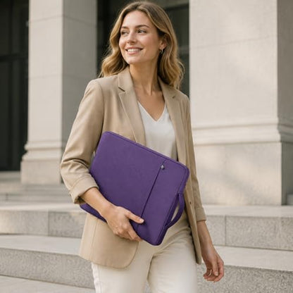 RAINYEAR 15 inch Laptop Sleeve Carrying Case with Handle & Pocket, Purple | Protective Padded Polyester Laptop Sleeve Case Briefcase for 15 Inch MacBook Air/Pro , 15 inch Surface Laptop 3/4 - color: Purple, size: 15"-15.4"