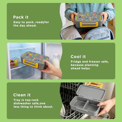 Bento Lunch Box for Kids With 8oz Food Thermo,BPA-Free for School | Lunch Container with 2 Compartments, Insulated Food Jar, Dishwasher Safe, Easy to Clean, Lunch Box for Girls Boys - color: Gray kangaroo1