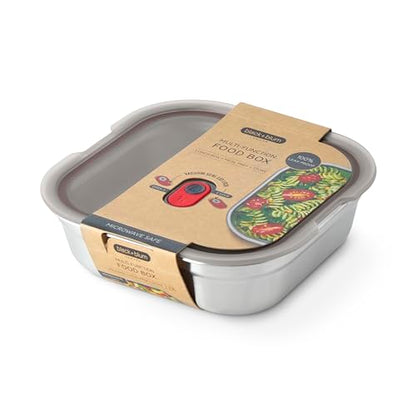 BLACK + BLUM Lunch Box - Meal Prep Containers Reusable for Picnic & Camping - Microwavable Stainless Steel Lunch Dinner Food Storage Box with Leak Proof Lid - Dishwasher Oven Safe - Large Square 37oz | Leak Proof & Airtight, Durable & Reusable, Stackable