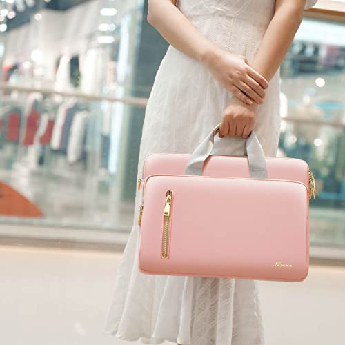 KIZUNA Laptop Bag Case 15.6 Inch Computer Shoulder Messenger Sleeve Briefcase For 16" MacBook Pro M1 M2 Max/16 Lenovo IdeaPad Flex 5i/Thinkbook 16+ /15.6" HP Envy x360 15/Dell XPS 15/LG Gram 15,Pink - color: Pink, size: 15-15.6 Inch