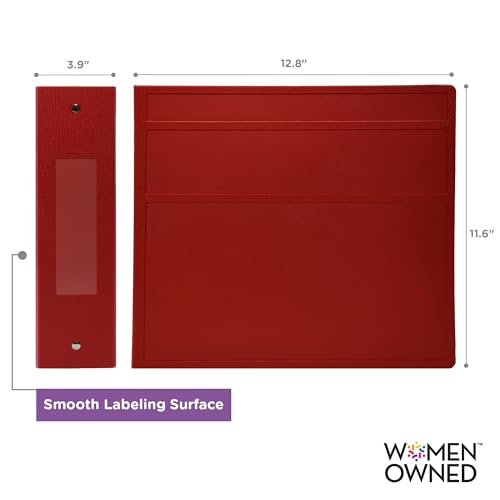 Carstens 4-Inch Heavy Duty 3-Ring Binder - Side Opening, Brick Red, Durable Plastic, No-Gap Rings, Waterproof Cover, No Pockets, Holds 600 US Letter Sheets, BPA-Free, Made in USA (1840-3R), Case of 10 - color: Red, size: Case of 10