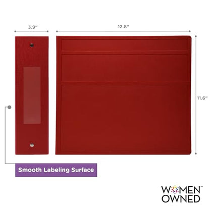 Carstens 4-Inch Heavy Duty 3-Ring Binder - Side Opening, Brick Red, Durable Plastic, No-Gap Rings, Waterproof Cover, No Pockets, Holds 600 US Letter Sheets, BPA-Free, Made in USA (1840-3R), Case of 10 - color: Red, size: Case of 10