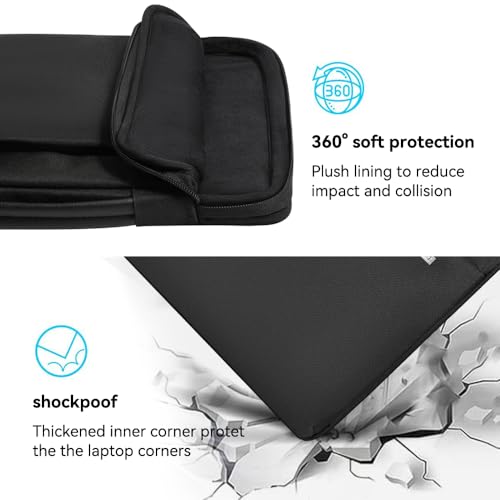 LANDICI 360°Laptop Sleeve Case 13 13.6 Inch Compatible with MacBook Air 13 M1/M2/M3/M4 2020-2025, MacBook Pro 13/14, IPad Air/Pro 13, Waterproof Computer Bag Cover with Handle, Black - color: New Black, size: 12.6-13.6 inch