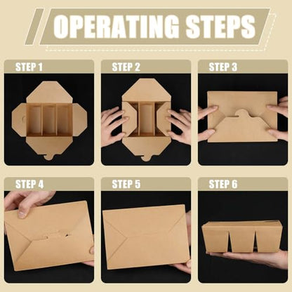 30 Pack Take Out Food Containers, 3-Compartment 7.5x5.4x2.6" Bamboo Pulp Paper Take Out Boxes, Disposable To Go Container Take Out Containers, Greaseproof Paper Bento Box Takeout Lunch Boxes with Lid - color: Bamboo Paper Color-Snap