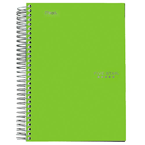 Five Star Spiral Notebook, 1 Subject, College Ruled Paper, 100 Sheets, Colored Small Note Book, Lined Paper, Home School Supplies for College Students & K-12, 7" x 5", Personal Size, Lime (73964) - color: Lime