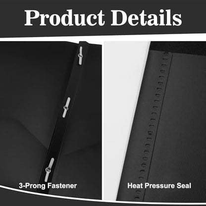 60-Pack Plastic Folders with Pockets and Prongs,2-Pocket Folders with 3 Fasteners, Poly Folders Holds 8-1/2" x 11" Paper for School/Office/Home, Black - color: Smooth Black, size: 60-Pack
