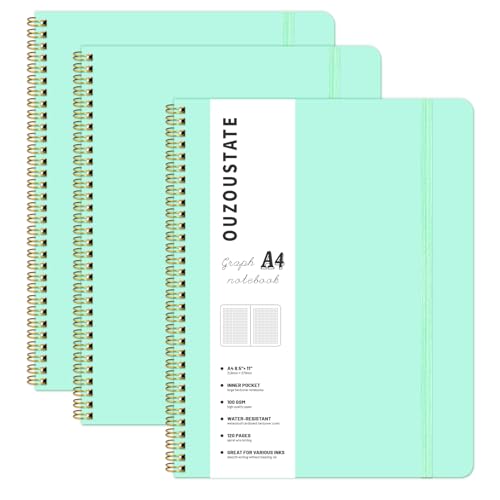 Graph Paper Notebook 8.5" x 11", A4 Mint Green Grid Notebook Journal Hardcover College Ruled Notebook for Work, 120 Pages 100GSM Large Thick Spiral Writing Journal for Women & Men - color: mint, style: Graph