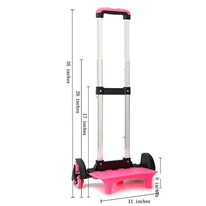 Backpack Hand Truck Wheeled Cart Trolley Hand Aluminium Alloy | Folding Trolley Cart for Schoolbag / Backpack (Pink with Six Wheels) - color: Pink With Six Wheels