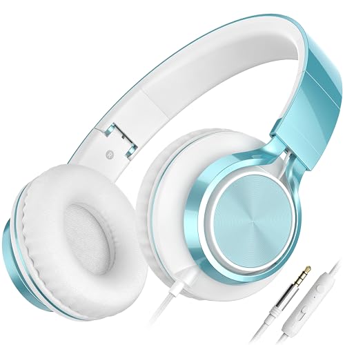 AILIHEN C8 Headphones Wired, On-Ear Headphones with Microphone and Volume Control, Corded 3.5mm Headset for Boys Girl School Smartphones Chromebook Laptop Computer Tablets Airplane Travel (Lime Green) - color: Lime Green, size: Medium