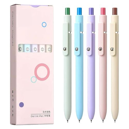 Joxop Quick Dry Gel Pens, Quick Dry Gel Pens, 5pcs Retractable Gels Pen Set, 0.5mm Quick-Dry Carbon Ink (A Multicolor) - color: A Multicolor
