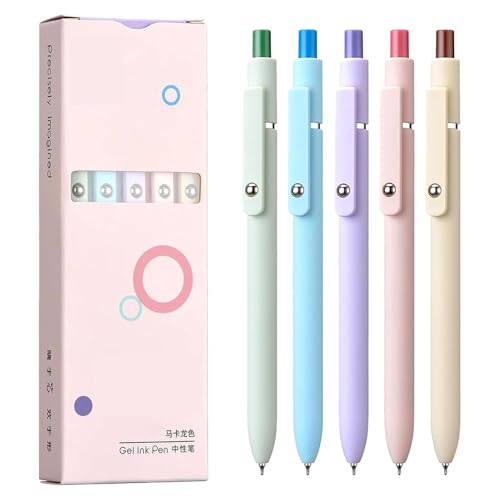 Joxop Quick Dry Gel Pens, Quick Dry Gel Pens, 5pcs Retractable Gels Pen Set, 0.5mm Quick-Dry Carbon Ink (A Multicolor) - color: A Multicolor