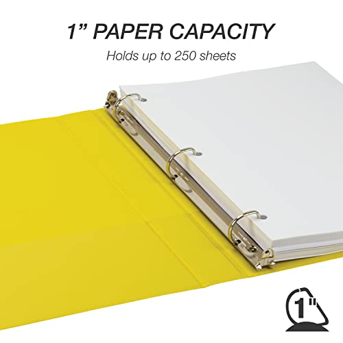 Samsill Durable 1 inch 3 Ring Binder, D Ring Binder, 100% Recycled Chipboard, Yellow - color: Yellow, size: 1 Pack, style: 1 Inch