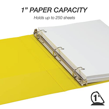 Samsill Durable 1 inch 3 Ring Binder, D Ring Binder, 100% Recycled Chipboard, Yellow - color: Yellow, size: 1 Pack, style: 1 Inch