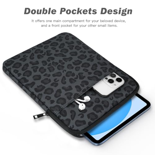 Dadanism 9-11" Tablet Sleeve Bag Carrying Case for iPad (A16) 11th Gen 11", iPad 10th Gen 10.9" Air 5/4, iPad Air/Pro 11", iPad 9/8/7th 10.2", Galaxy Tab A11+ Plus 11"/S9 FE, Tab M11 11",Leopard Black - color: Leopard Black, size: 9-11 inch