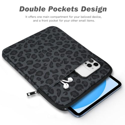 Dadanism 9-11" Tablet Sleeve Bag Carrying Case for iPad (A16) 11th Gen 11", iPad 10th Gen 10.9" Air 5/4, iPad Air/Pro 11", iPad 9/8/7th 10.2", Galaxy Tab A11+ Plus 11"/S9 FE, Tab M11 11",Leopard Black - color: Leopard Black, size: 9-11 inch