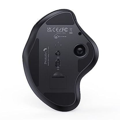 ProtoArc Wireless Trackball Mouse, EM04 Ergonomic Bluetooth Rollerball Rechargeable Computer Laptop Thumb Control Mouse, Compatible with PC, iPad, Mac, Windows-Gray Ball